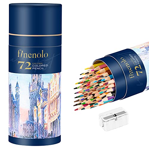 finenolo 72 Colored Pencils for Adult Coloring Books, Soft Core, Art Drawing Pencils for Artists Beginners, Coloring Pencils Set with Sharpener for Coloring, Sketching, Painting - size: 72 Count (Pack of 1)
