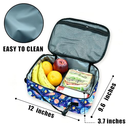 Planet Star Moon Lunch Box Insulated Reusable Lunch Bag Tote Cooler for Women Men Boy Girl School Work Office Picnic - color: Planet