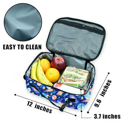 Planet Star Moon Lunch Box Insulated Reusable Lunch Bag Tote Cooler for Women Men Boy Girl School Work Office Picnic - color: Planet