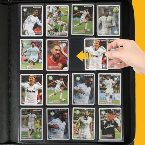 16 Pocket Ringless Side Loading Trading Card Binder, 1024 Cards PU Fixed Page Zipper Card Album for TCG Sports Game Cards, Not Fit Top Loaders(Lake Blue) - color: 16 Pocket 1024 Diamond Lake Blue