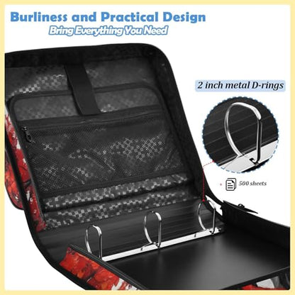 Parisian Couple 2inch 3 Ring Zipper Binder Multi-Pocket Storage Holds 14 Inch Laptop for Students and Office Use - color: Parisian Couple