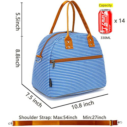 FlowFly Insulated Lunch Bag With Shoulder Strap for Women, Men, and Kids, Large and Reusable, Handle, Freezable Work and School Travel Tote and Meal Prep Organizer,Royal - color: Royal