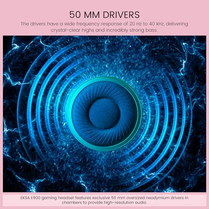 EKSA E900 Gaming Headset with Microphone - PC Headset with Detachable Noise Canceling Mic, 3D Surround Sound, Wired Headphone for PS4, PS5, Xbox, Computer, Laptop, Switch, Handheld - color: Pink