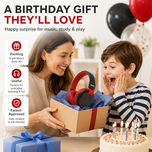 MIDOLA Kids Bluetooth Headphones 68H Play Time,Volume Limit 85/94dB, Foldable Lightweight Wireless Over-Ear Headphone for Toddler Kid Child Pad,Headsets with Aux Built-in Mic Black - color: Black
