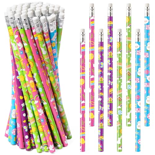 Xqumoi 60Pcs Easter Religious Pencils with Eraser - He is Risen Christian #2 HB Pencils, Sunday School Classroom Student Rewards Office Supply Holiday Gift Goodie Bag Fillers Stuffers Party Favors - style: Easter Religious