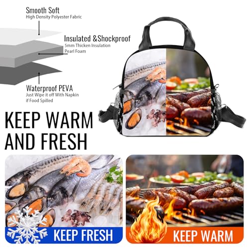 Bats Halloween Lunch Bag Insulated Lunch Box Large Capacity Meal Tote for Kids Women Men Cooler Bag Waterproof Adjustable Shoulder Strap Bat Lunch Tote for Work School Picnic Travel Office Hiking - color: Bat01
