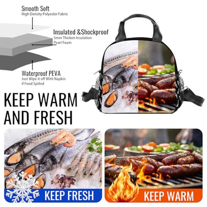Bats Halloween Lunch Bag Insulated Lunch Box Large Capacity Meal Tote for Kids Women Men Cooler Bag Waterproof Adjustable Shoulder Strap Bat Lunch Tote for Work School Picnic Travel Office Hiking - color: Bat01
