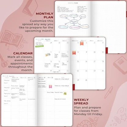Clever Fox Teacher Planner, School & Homeschool Book, B5 Size Wine Red | Undated, 7x10, lay-flat binding, heavy-duty hardcover, teacher lesson weekly & daily planner, homeschool supplies - color: Wine Red, size: Smaller than A4 (7″ x 10″)
