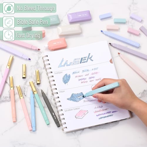 Mr. Pen- Aesthetic Highlighters and Ballpoint Pens No Bleed, 17 Pack | Aesthetic Correction Tapes, Bible Highlighters and Pens No Bleed, Fast Dry and No Smear for Bible Journaling, School Supplies