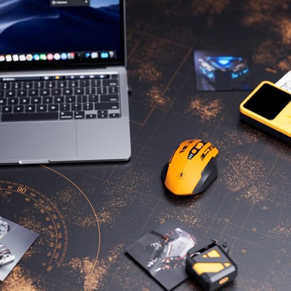Uineer Wireless Mouse,Upgraded 2.4GHz Rechargeable (Battery Level Visible) Ergonomic Computer Mouse,4 Levels DPI, Wireless Mice for Laptop Computer(Yellow) - color: matte yellow