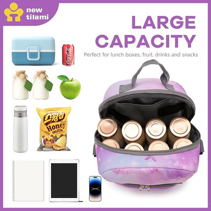 NEW TILAMI Kids Lunch Bag Double Insulated for tilami Rolling Backpack Girls Boys forTravel School Picnic, Fairy Purple - color: Fairy Purple