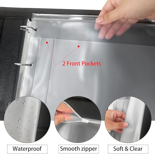 LLi Cufite 3 Rings Check Binder for End-Stub Deskbook Checks, Zipper Business Check Binder, 3 on a Page, Fit 3 & 9 Holes Check Faux Leather (9.5" x 12.6") (Black) - color: Black