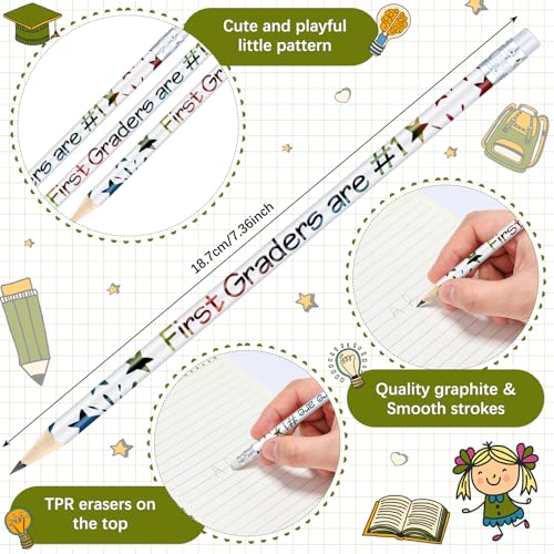 Tenceur 48 Pcs 1st Graders Pencils Bulk Motivational Pencils with Erasers Inspirational Pencil with Back to School Supplies for Kids Student Teacher Classroom Reward - style: 1st Graders