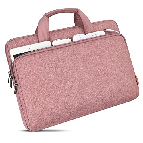 DOMISO 17 inch Carrying Cases for Mobile Computers, Laptop Sleeve Protective Case Cover Compatible with 17-17.3 inch HP Dell ASUS Lenovo Chromebook, Waterproof Computer Cases Bag with Handle, Pink - color: Pink, size: 17-17.3 inch