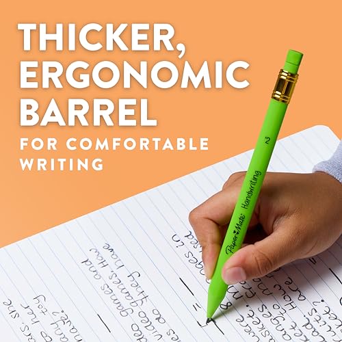 Paper Mate Handwriting Triangular Mechanical Pencils with Lead & Eraser Refills, 1.3mm, Fun Barrel Colors, 5 Count - School Supplies, Kids Writing - size: 5 count