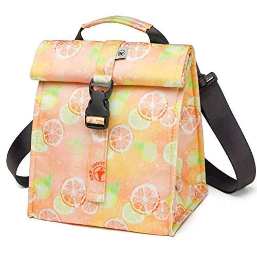 SUNNY BIRD Insulated Lunch Bag Rolltop Lunch Box (Grapefruit Pink) - color: Grapefruit Pink