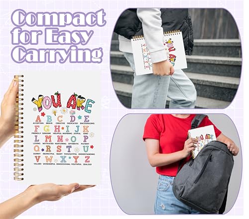 Welshower Boho Inspirational Alphabet Spiral Notebook Journal for Kids, Boho Classroom Supplies, You Are Motivational Notebook, Positive Affirmation Journal, 5.5x8.3 Inch - color: Inspirational Notebook 14