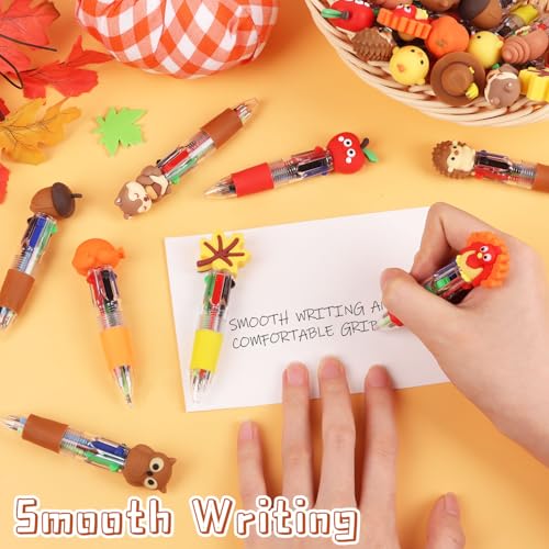 CCINEE 24pcs Thanksgiving Mini Multicolor Pens, Fall Turkey Pumpkins Retractable Writing Pen In One Holiday Ballpoint Pens for Students Teacher Office Coworker Gifts Classroom Prize Goody Bag Stuffers - color: Brown
