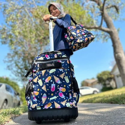 Tilami Rolling Backpack Armor Luggage School Travel Book Laptop 18 Inch Multifunction Wheeled Backpack Students - color: Summer Black