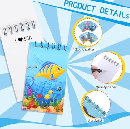 Zhanmai 36 Pcs Mini Ocean Animals Notebooks Under The Sea Party Favor Set Sea Animal Pocket Notepads Underwater World Small Spiral Memo Books for Kid Classroom Office Rewards Birthday Party Favor Gift - style: Sea Animal