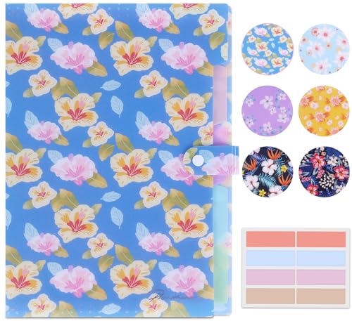 Flower Series Expanding File Folder, Vintage Floral Elegant Funky Cute Retro Document Organizer for Document Arrangement - Blue Floral - color: Floral/Blue