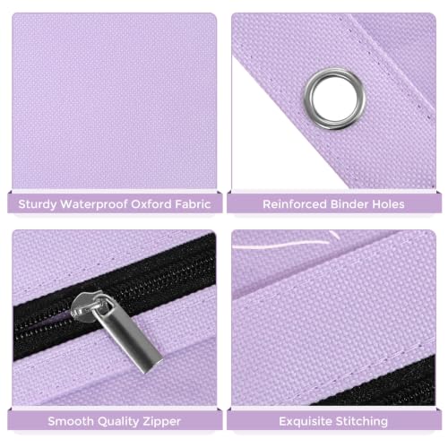SKYDUE Pencil Pouch for 3 Ring Binder, 3 Compartment Zipper Pencil Case, Large Capacity Pen Organizer with Clear PVC Window for School Supplies, Students, Kids & Teachers - color: Purple