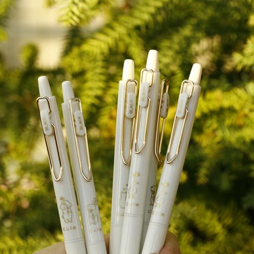 Retractable Rolling Ball Pens 0.35mm Ultra Fine Point,White Barrels,Black Gel Ink,Pack of 8,Smooth Writing For Journaling, Notetaking,Cute Office School Supplies Gifts for Women and Girls