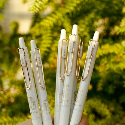 Retractable Rolling Ball Pens 0.35mm Ultra Fine Point,White Barrels,Black Gel Ink,Pack of 8,Smooth Writing For Journaling, Notetaking,Cute Office School Supplies Gifts for Women and Girls