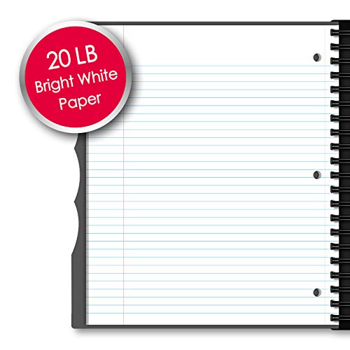 IQ+ iScholar 3-Subject Poly Cover Wirebound Notebook, College Ruled, 11 x 8.5 Inch, 150 Sheets, Black (59904-BK) - color: Black, size: 3 Subject, style: College Ruled