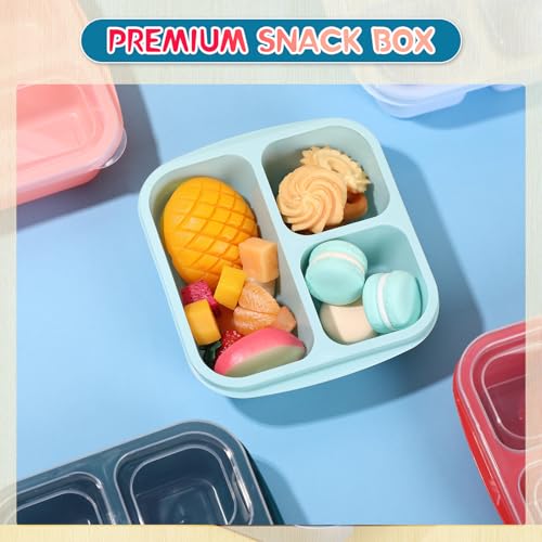 Honeydak 5 Pack Snack Containers 3 Compartment Bento Snack Boxes Divided Meal Prep Containers with Lids Reusable Adults Lunch Food Storage Box for School Work Travel(Melon) - color: Melon