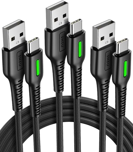 INIU USB to C Cable, 3 Packs [1.6ft+3.3ft+6.6ft] 3.1A USB A to USB C Fast Charging Cable, Braided Type C Phone Charger Cord for iPhone 16 15 Pro Samsung Galaxy S21 S20 S10 S9 Pixel LG Android - size: 3 Packs