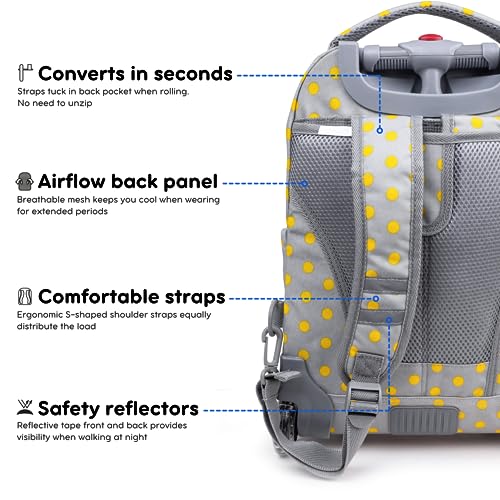 J World Lollipop Kids Rolling Backpack & Lunch Bag Set for Elementary School. Carry-On Suitcase with Wheels, Candy Buttons - color: Candy Buttons