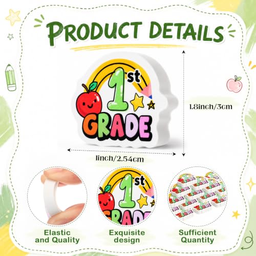 48 Pcs/24 Sets 1st Graders Pencils and Erasers Bulk Set Motivational Pencils Back to School Supplies for Kids Student Inspirational Teacher Classroom Reward Party Favors Gifts - style: 1st Grader