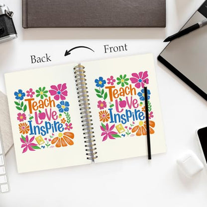 Boho Floral Teacher Notebook, Teacher Appreciation Gifts Journal For Women, Motivational Floral Teach Love Inspire Notebooks, 5.5x8.3 Inch - color: Boho