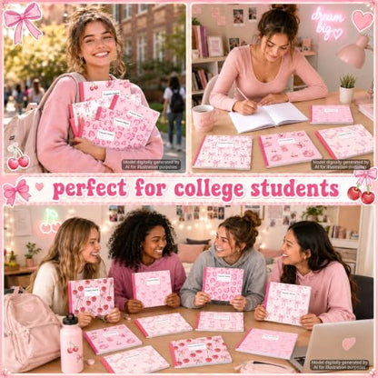 16 Pack Mini Composition Notebooks Bulk College Ruled 7.4'' x 4.7'' Pink Cherry Half Size Composition Books 80 Pages Small Pocket Journal Books Back to School Gift for Student Teacher Office Supplies - color: Pink Cherry