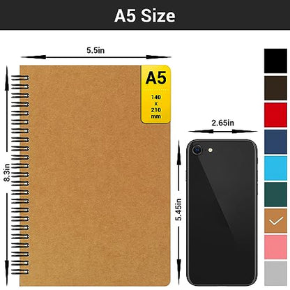 EUSOAR Hardcover Lined Notebook, A5 24 Packs 5.5" x 8.3" 120 Pages Lined Travel Writing Notebooks Journal, Memo Notepad Sketchbook, Students College Office Business Subject Diary Ruled Book Journal - color: Kraft, size: 24 Packs