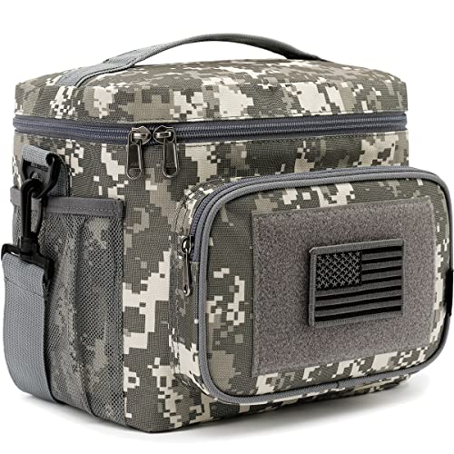 FlowFly Tactical Lunch Bag Large Insulated Lunch Box Cooler Tote for Men, Women with MOLLE/PALS Webbing (Digital#Camo, Medium) - color: Digital#Camo, size: Medium
