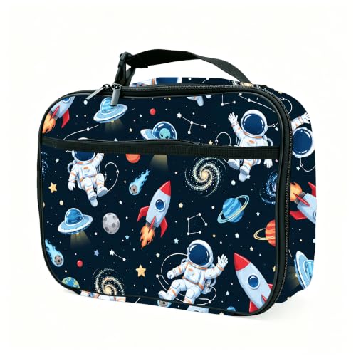 Astronaut Spaceman Lunch Box Insulated Reusable Lunch Bag Tote Cooler for Women Men Boy Girl School Work Office Picnic - color: Astronaut