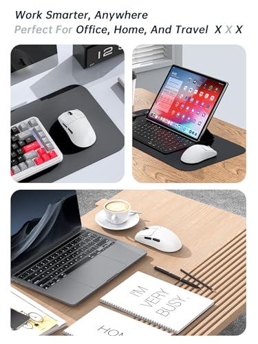 RAPIQUE Ultra-Light Wireless Mouse – 53 g Featherweight, Silent Click, Dual Mode Bluetooth 5.1 & 2.4 GHz, Side Buttons, USB‑C Recharge, 3-Speed DPI, for Desktop/Laptops/Computer/Mac/PC(White) - color: White