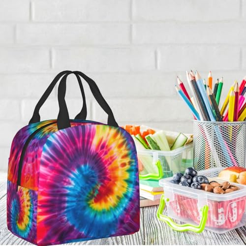 Tie Dye Lunch Box - Insulated Lunch Bags for Kids Boys Girls Reusable Lunch Tote Bags, Perfect for School/Camping/Hiking/Picnic/Beach/Travel - color: Tie Dye