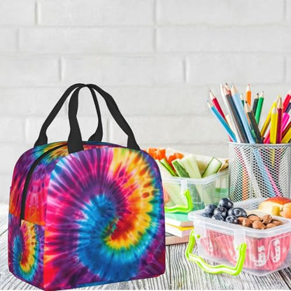 Tie Dye Lunch Box - Insulated Lunch Bags for Kids Boys Girls Reusable Lunch Tote Bags, Perfect for School/Camping/Hiking/Picnic/Beach/Travel - color: Tie Dye