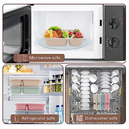 4 pack Bento Lunch Box, 2 Compartments Meal-Prep Containers with Lids, Microwave & Dishwasher Safe, Reusable Divided Food Food Storage Containers -Stackable for Travel, School and Work - color: 4pack-2 compartment