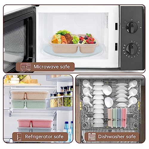 4 pack Bento Lunch Box, 2 Compartments Meal-Prep Containers with Lids, Microwave & Dishwasher Safe, Reusable Divided Food Food Storage Containers -Stackable for Travel, School and Work - color: 4pack-2 compartment