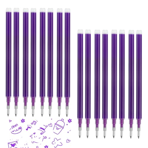 0.7 mm Erasable Gel Ink Pen Refills Compatible with Frixion Friction, Smooth Writing Multicolor Retractable Fine Point Pen Refill for School Office Home Art (Purple, 16) - style: Purple
