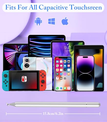 Kenkor Stylus Pen for Touchscreen, 2Pcs Universal Touch Pencil, Pink+Silver | Active Stylus Pen for Nintendo Switch 2/ iPad/iPhone/Android/Samsung Galaxy/Huawei/Lenovo/Microsoft Surface, Touchscreens Pen - color: Pink+Silver