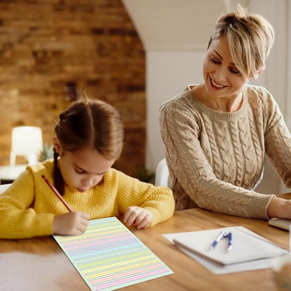 90 Sheets Ruled Writing Paper 8.5x11In Multi-Color Handwriting Paper Double-Sided Skip-A-Line Ruled Writing Practice Paper with 0.5" for Educational Kindergarten Primary Kid Toddler Child
