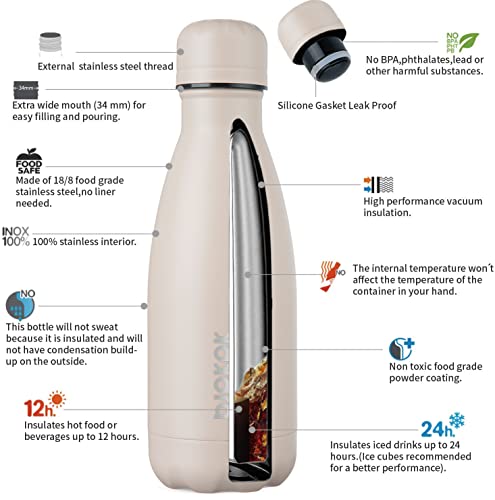 BJPKPK 12oz Small Water Bottle Stainless Steel Insulated Water Bottle for Travel,Apricot - color: Apricot, size: 12 Ounces