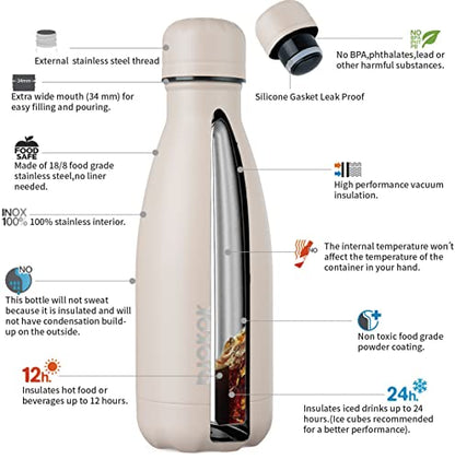 BJPKPK 12oz Small Water Bottle Stainless Steel Insulated Water Bottle for Travel,Apricot - color: Apricot, size: 12 Ounces