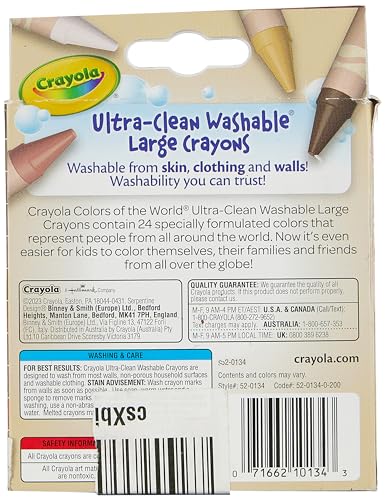 Crayola 24 Ct Large Ultra-Clean Washable Crayons, Colors of the World
