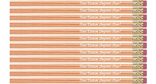 Express Pencils™ Personalized Pencils - Round - Custom Imprinted - 12 piece pkg - Made in USA -Customizable (Natural) - color: Natural